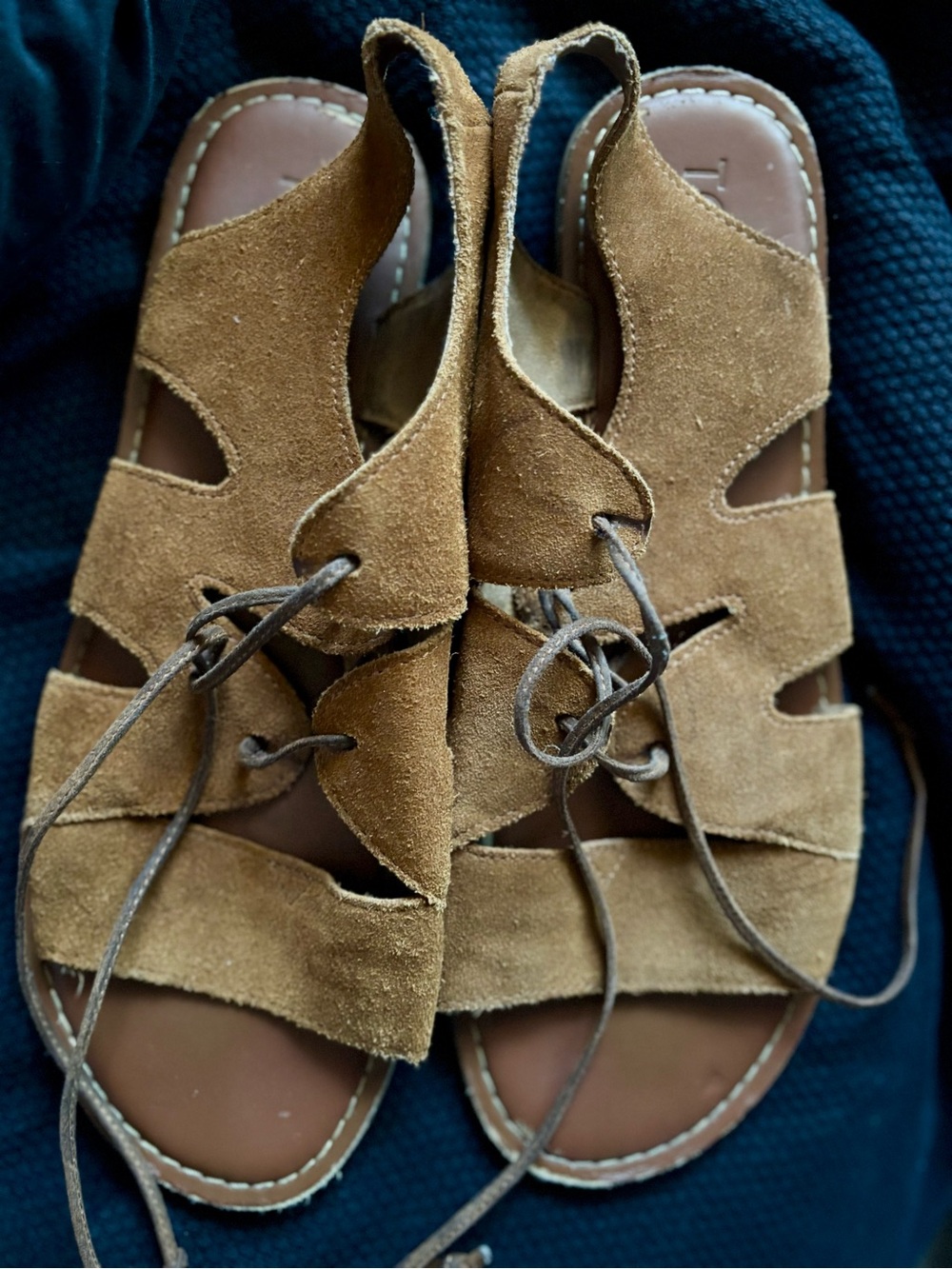Toms Women’s Brown Suede Lace-Up Open-Toe Sandals